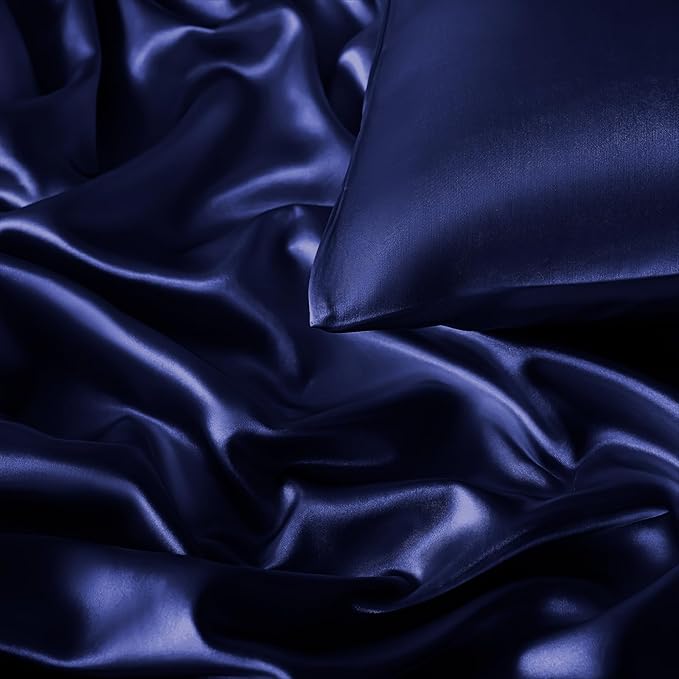 Satin Fitted Sheet Navy Blue - Image 4