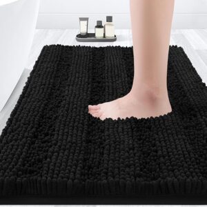 Striped Black Bathroom Rug Mat